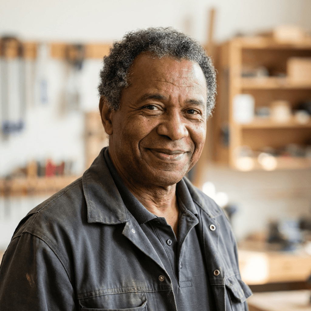 Marcus Johnson bonding with his Labrador at home